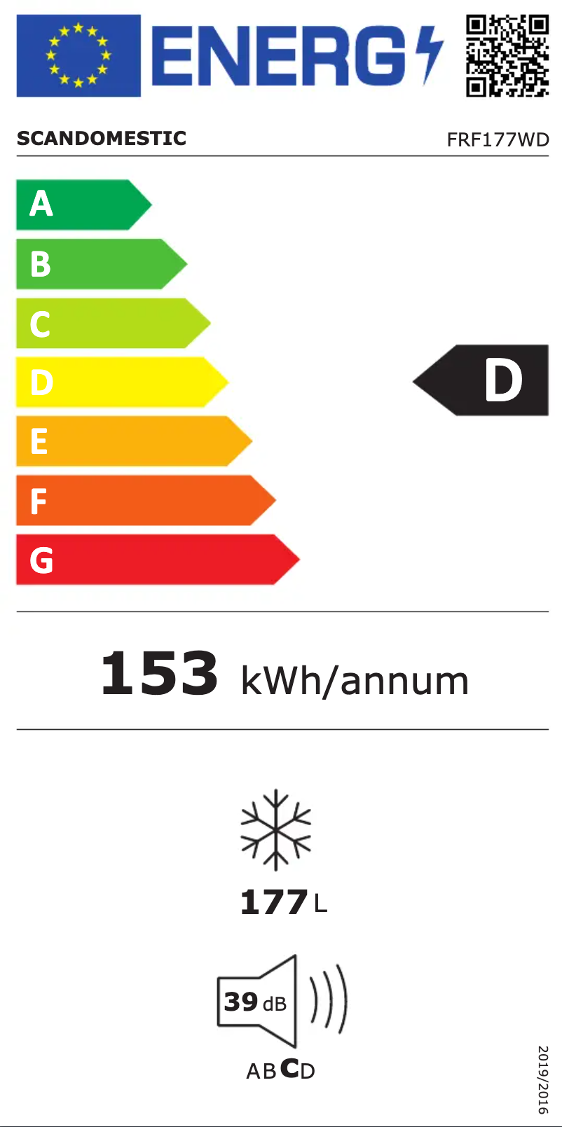 Page n°1 - Label énergétique Scandomestic FRF177WD