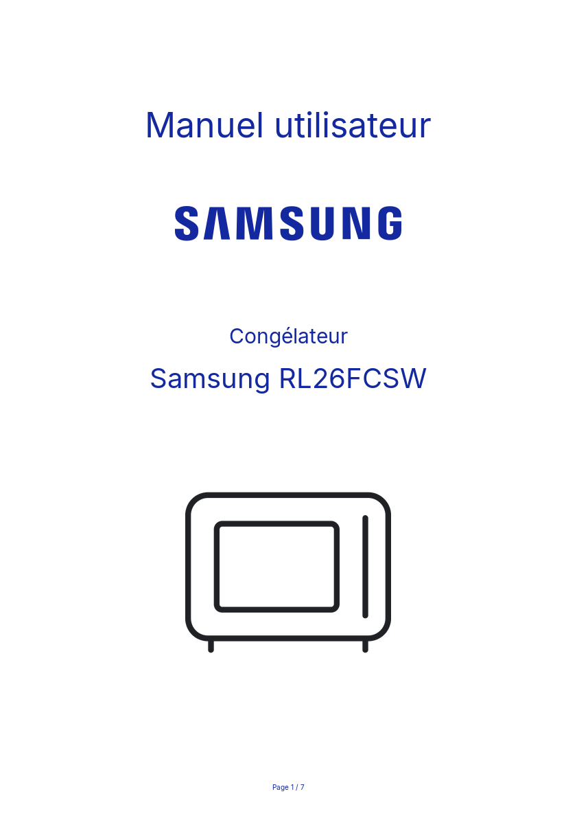 Page n°1 - Manuel utilisateur Samsung RL26FCSW