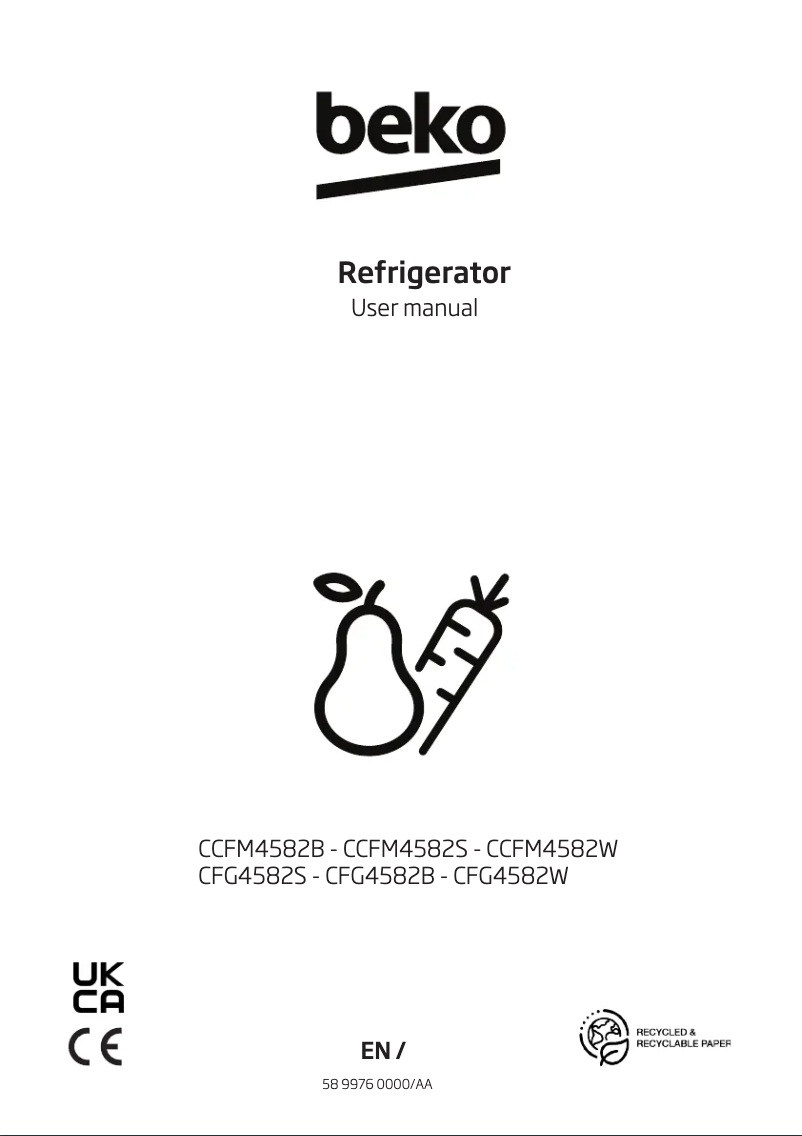 Page 1 de la notice Manuel utilisateur Beko CCFM4582S