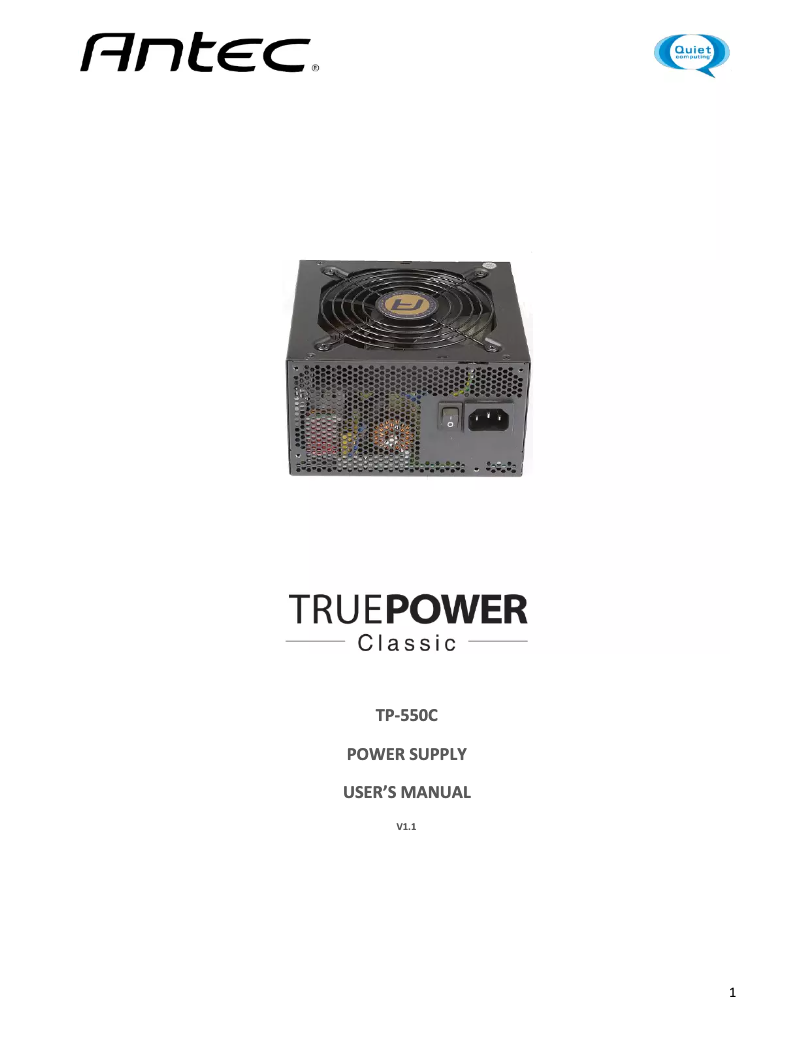 Page 1 de la notice Manuel utilisateur Antec TP-550C EC