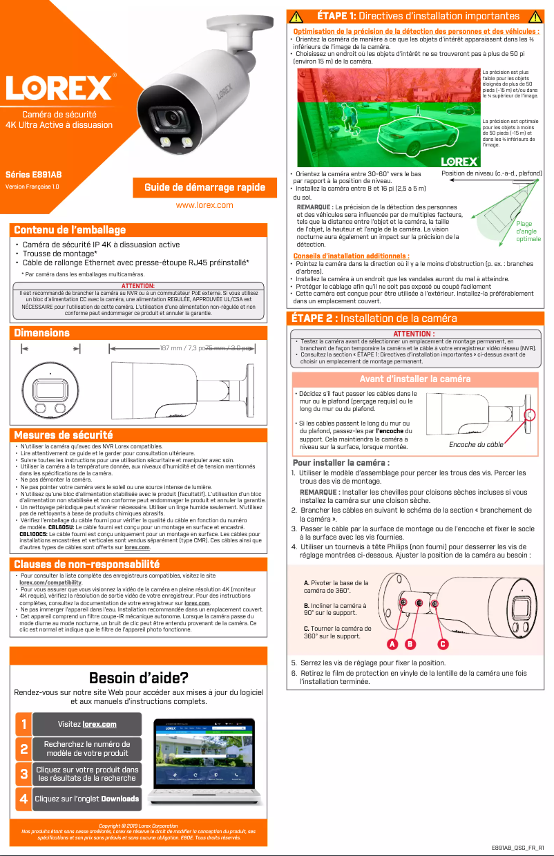 Page n°1 - Guide de démarrage rapide Lorex E891AB
