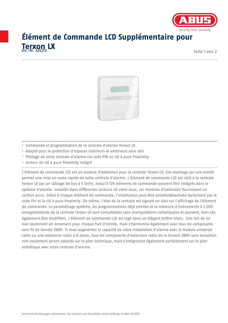 Image de la première page du manuel de l'appareil AZ4210