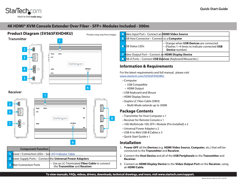 Page 1 de la notice Manuel utilisateur StarTech.com SV565FXHD4KU