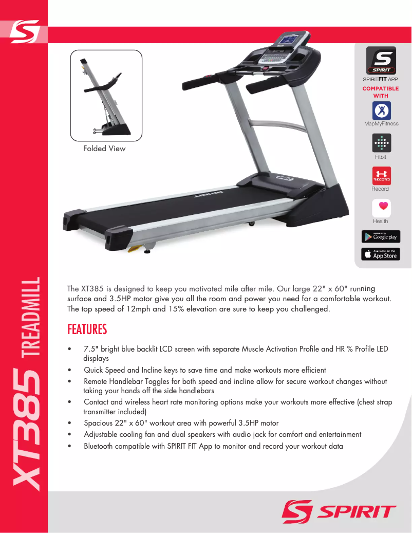 Page n°1 - Fiche technique Spirit Fitness XT385