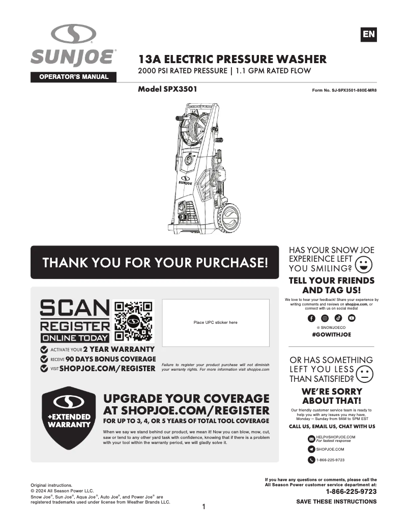 Image de la première page du manuel de l'appareil SPX3501