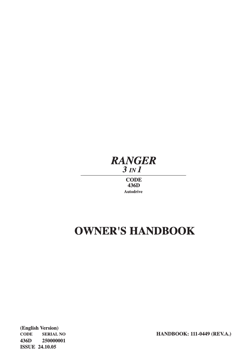 Image de la première page du manuel de l'appareil Ranger 3 in 1
