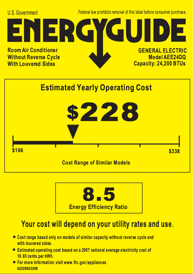 Page n°1 - Label énergétique GE AEE24DQ