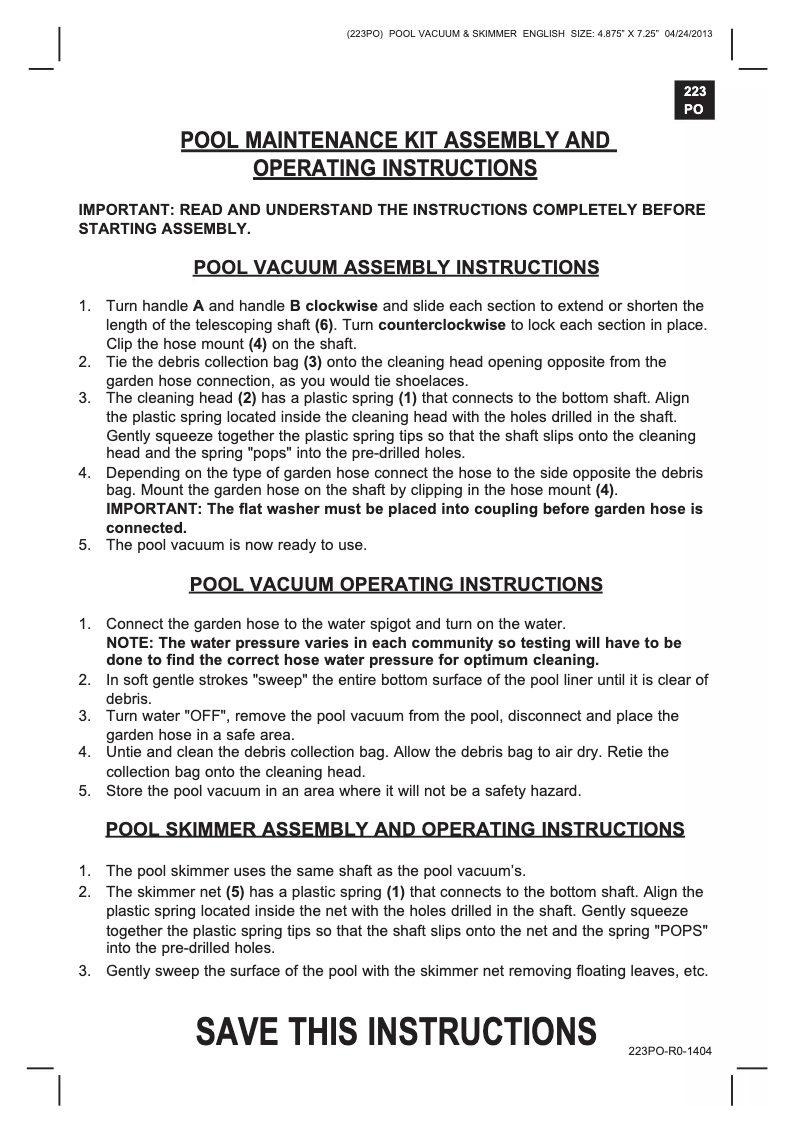 Page 1 de la notice Manuel utilisateur Intex 28002E