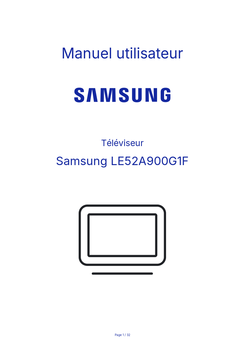 Page n°1 - Manuel utilisateur Samsung LE52A900G1F