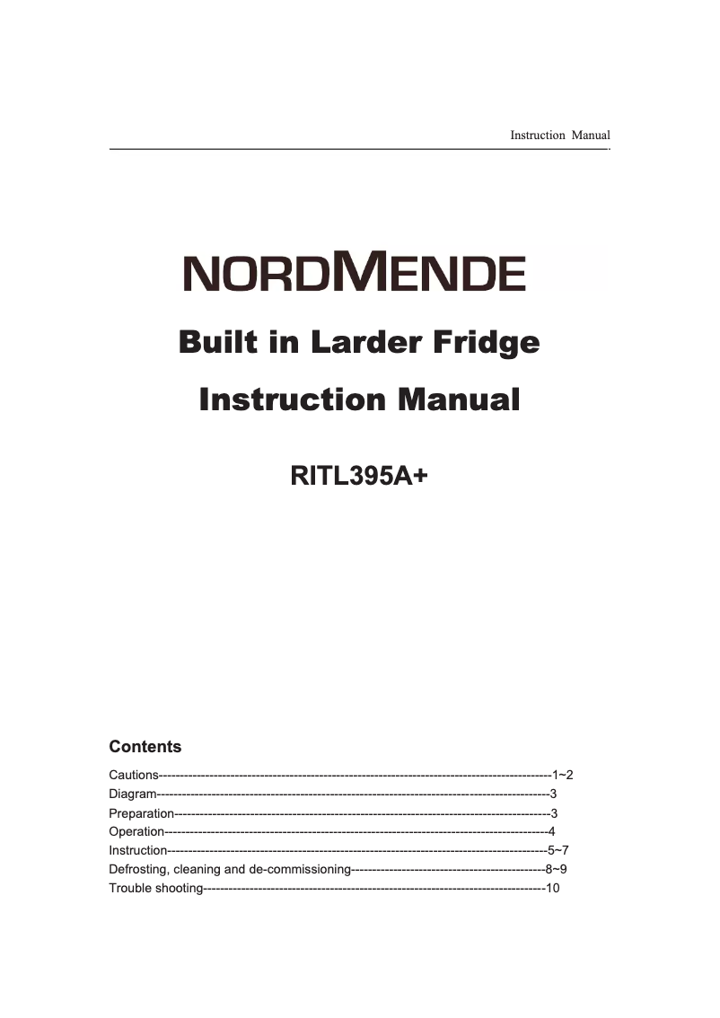 Image de la première page du manuel de l'appareil RITL395A