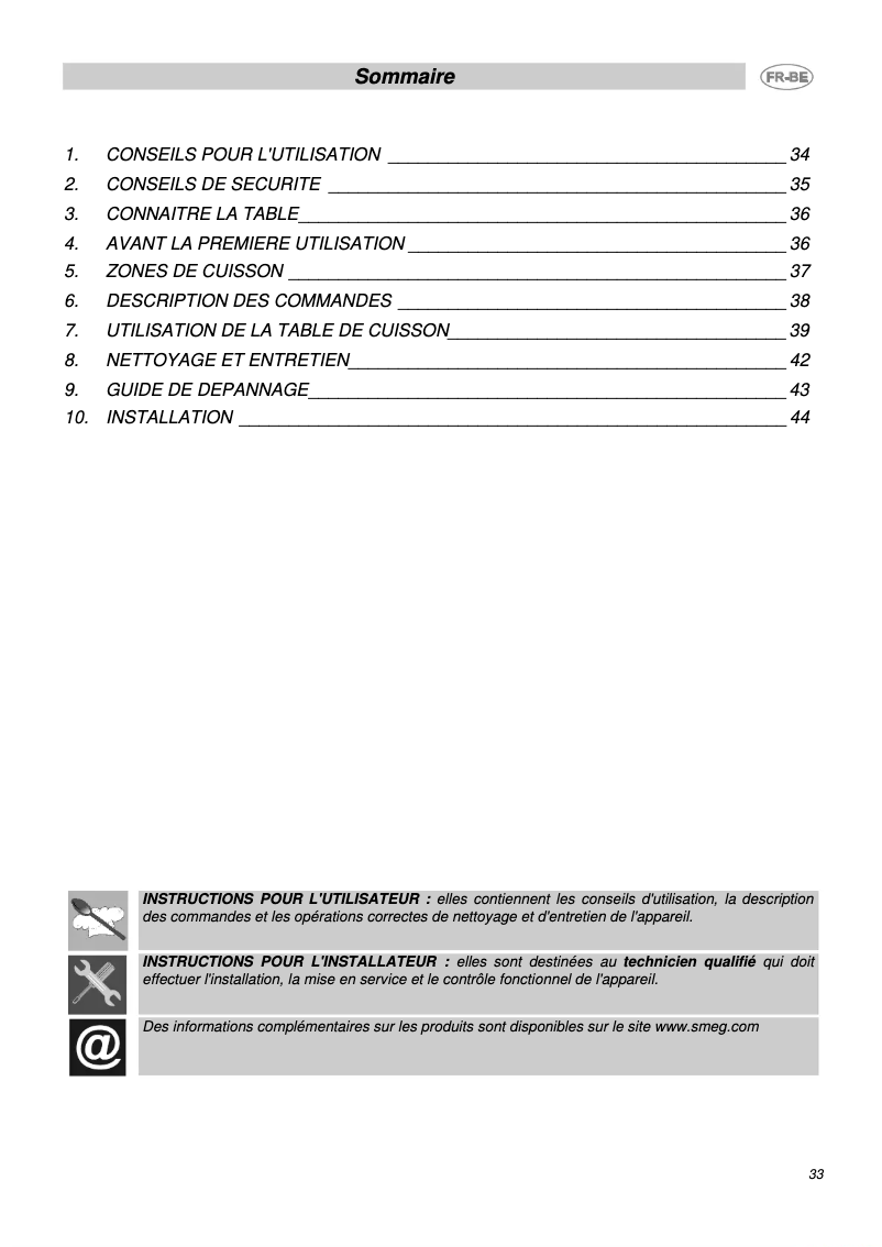 Page n°1 - Manuel utilisateur Smeg P864A-9