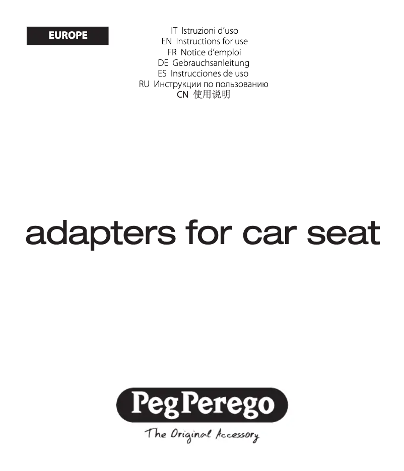 Page 1 de la notice Manuel utilisateur Peg Perego Adapters for Car Seat
