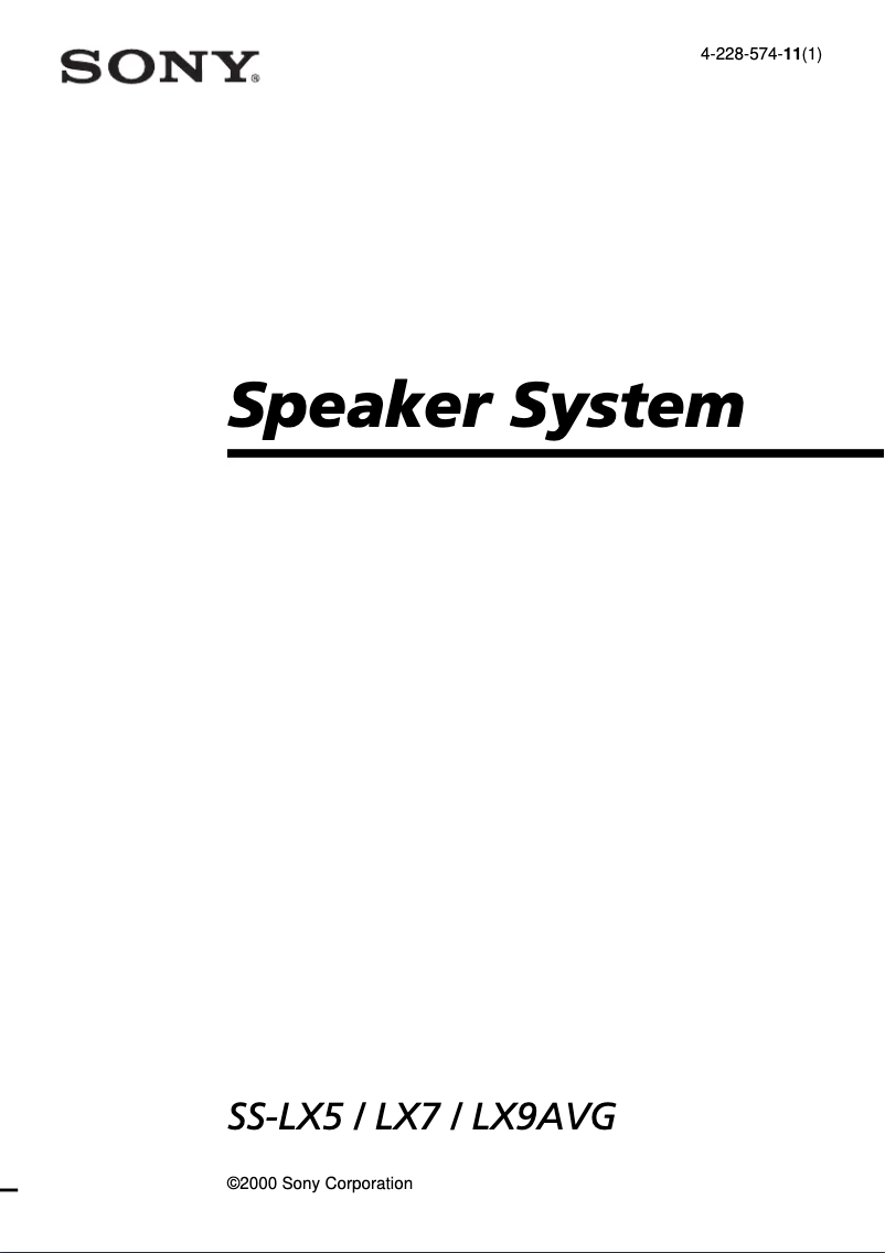 Página 1 del manual Manual de usuario Sony SS-LX5