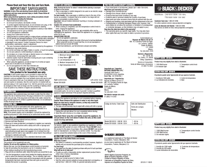 Page n°1 - Manuel utilisateur Black & Decker DB1002B