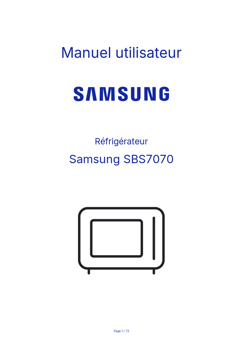 Image de la première page du manuel de l'appareil SBS7070