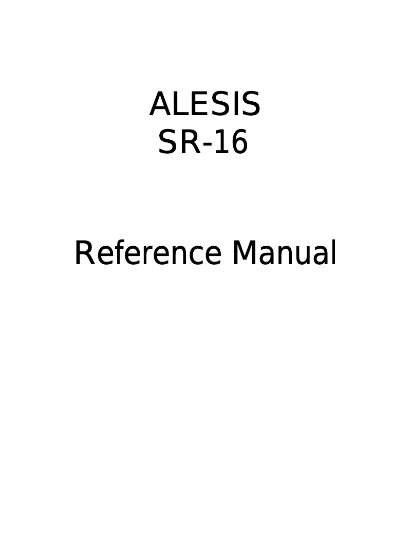 Page 1 de la notice Manuel utilisateur Alesis SR16