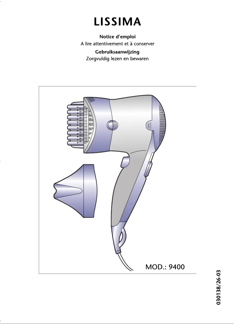 Page n°1 - Manuel utilisateur Rowenta PH570 Lissima