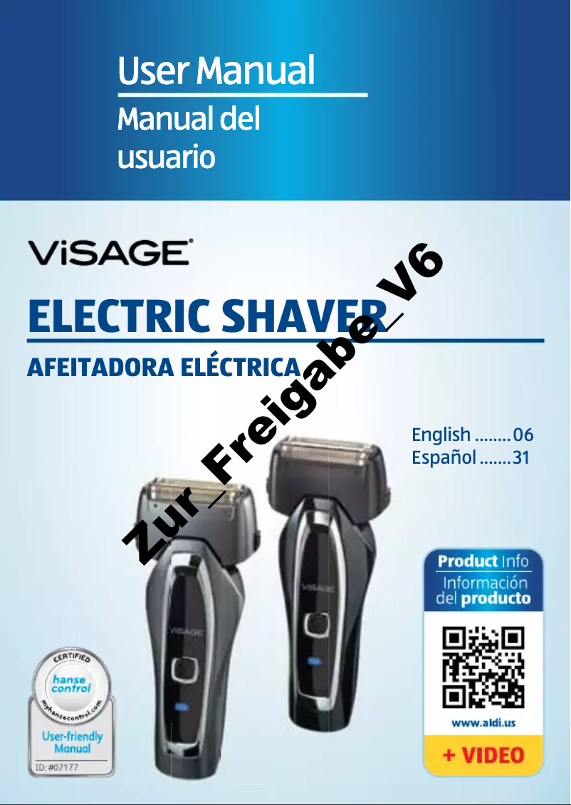 Page n°1 - Manuel utilisateur Easy Home Visage Electric Shaver 17113906