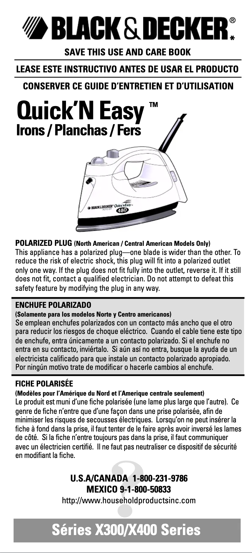 Page n°1 - Manuel utilisateur Black & Decker Quick’N Easy X400