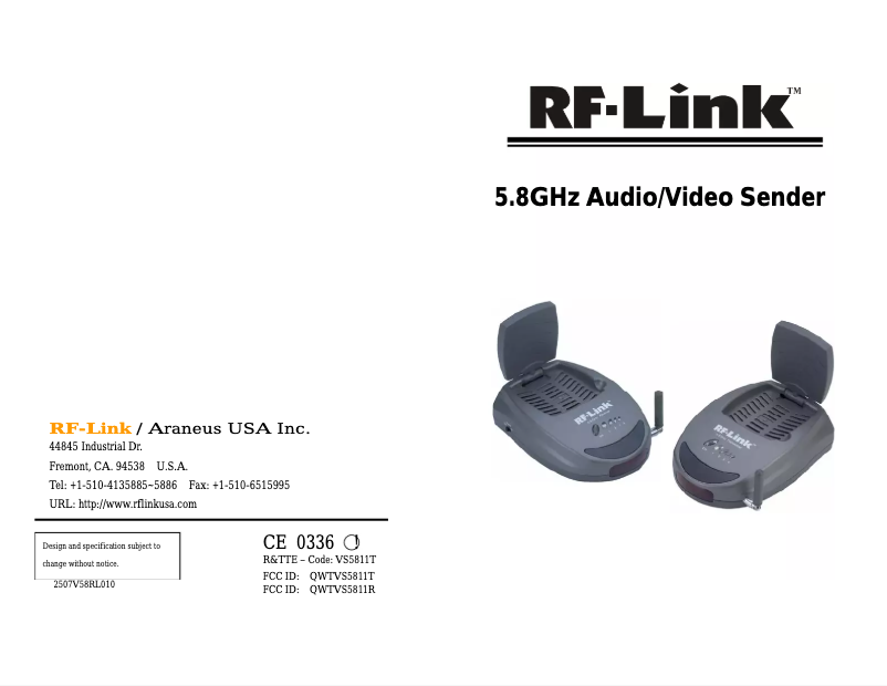 Página 1 del manual Manual de usuario RF-Link AVS-5812
