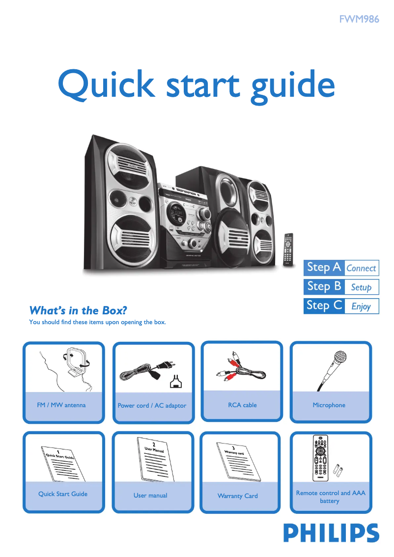 Página 1 del manual Guía de inicio rápido Philips FWM986