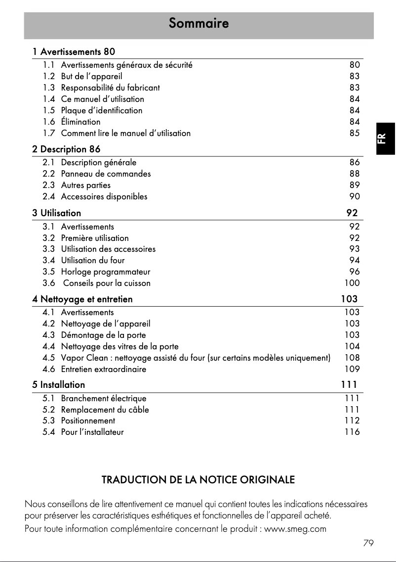 Page n°1 - Fiche technique Smeg SF6400TB