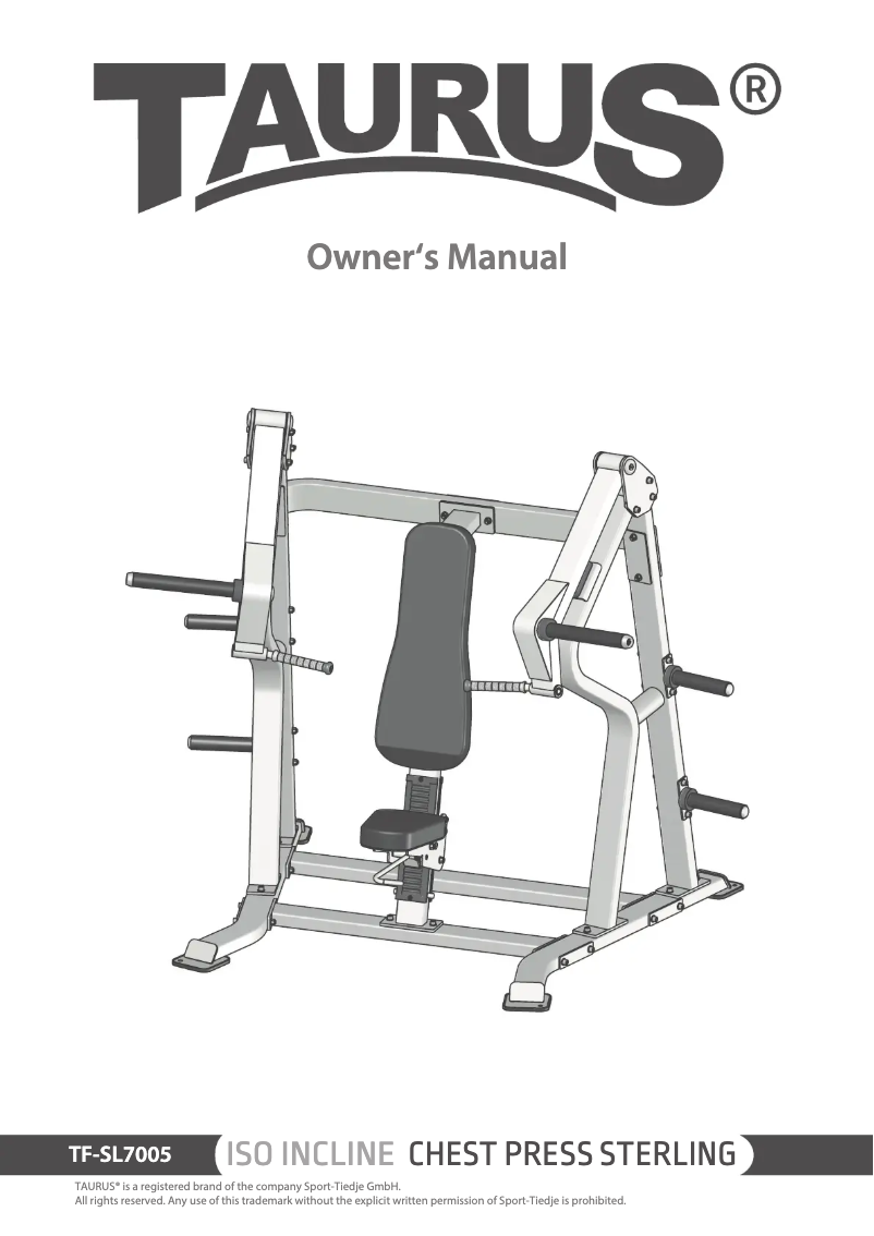 Página 1 del manual Manual de usuario Taurus Iso Incline Chest Press Sterling