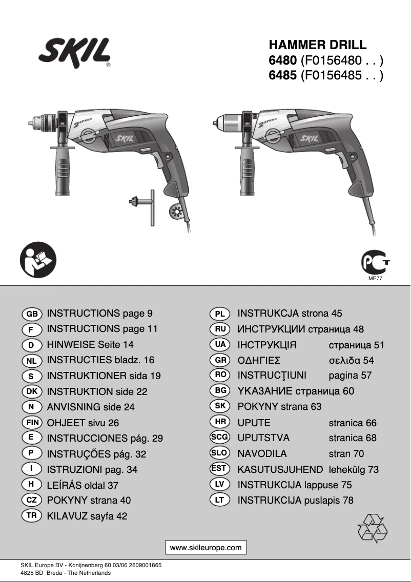 Page 1 de la notice Manuel utilisateur Skil 6480