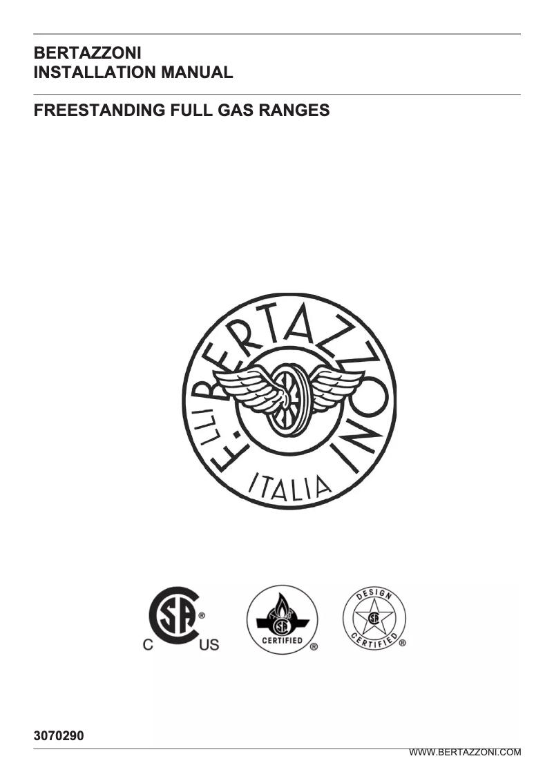 Page 1 de la notice Guide d'installation Bertazzoni HERT486GGASAVT