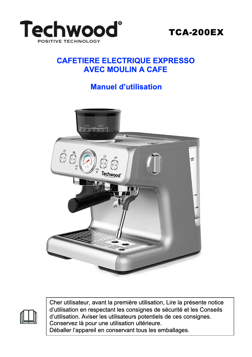 Page 1 de la notice Manuel utilisateur Techwood TCA-150EX