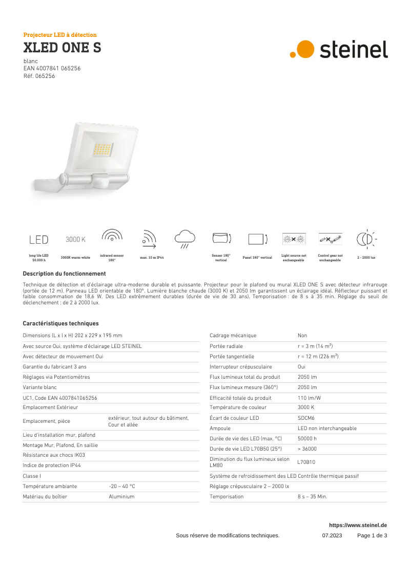 Image de la première page du manuel de l'appareil XLED ONE S