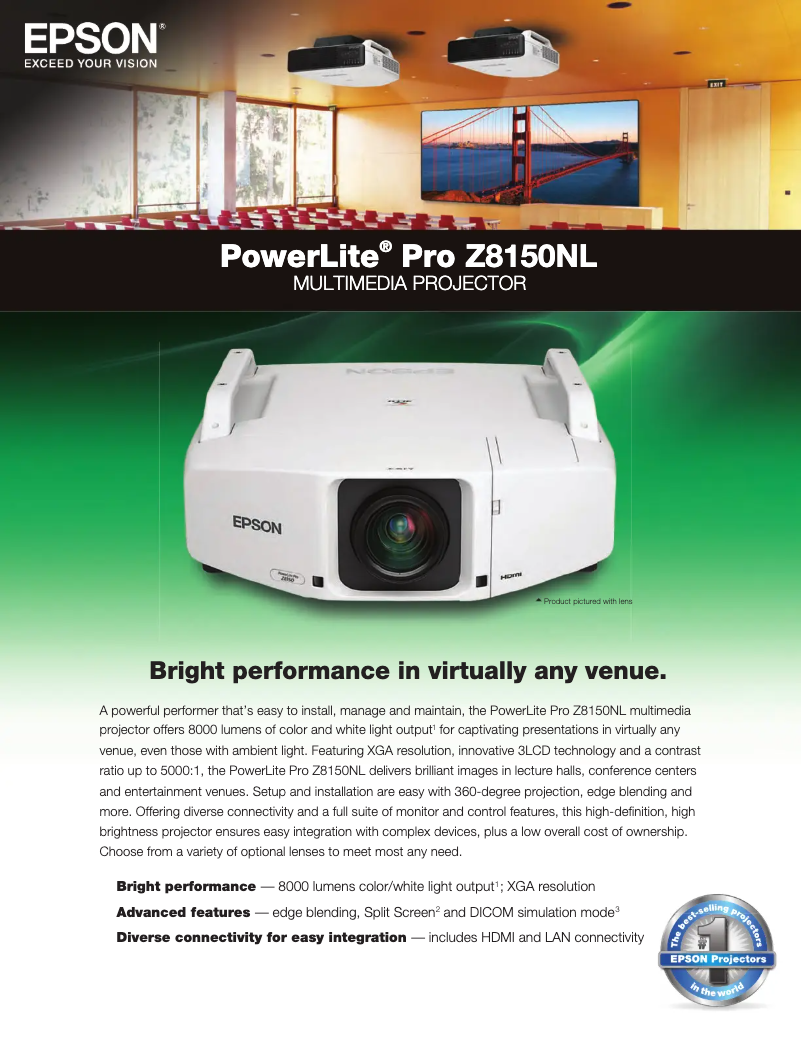 Image de la première page du manuel de l'appareil PowerLite Pro Z8150NL