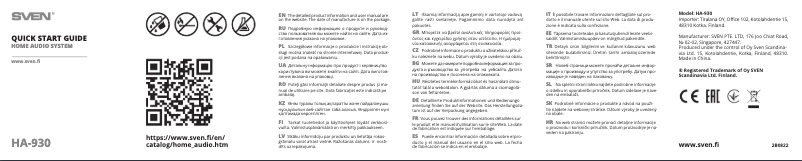 Page 1 de la notice Guide de démarrage rapide Sven HA-930