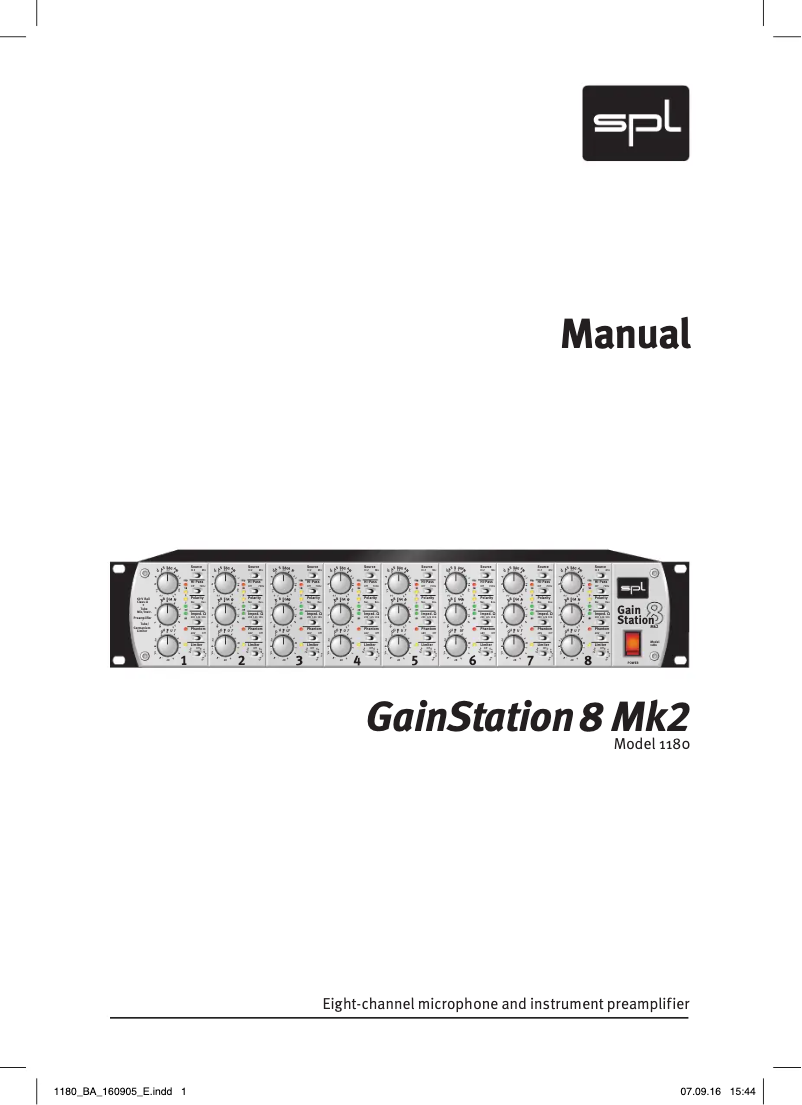 Page n°1 - Manuel utilisateur SPL Gainstation 8 Mk2