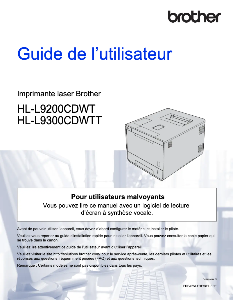 Page n°1 - Manuel utilisateur Brother HL-L9200CDWT