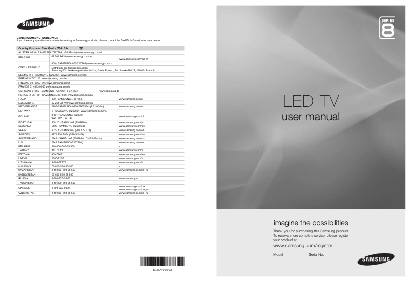 Page n°1 - Manuel utilisateur Samsung UE46B8000