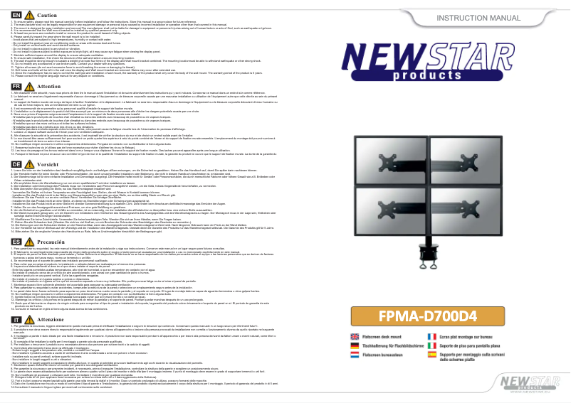 Page 1 de la notice Manuel utilisateur Newstar FPMA-D700D4