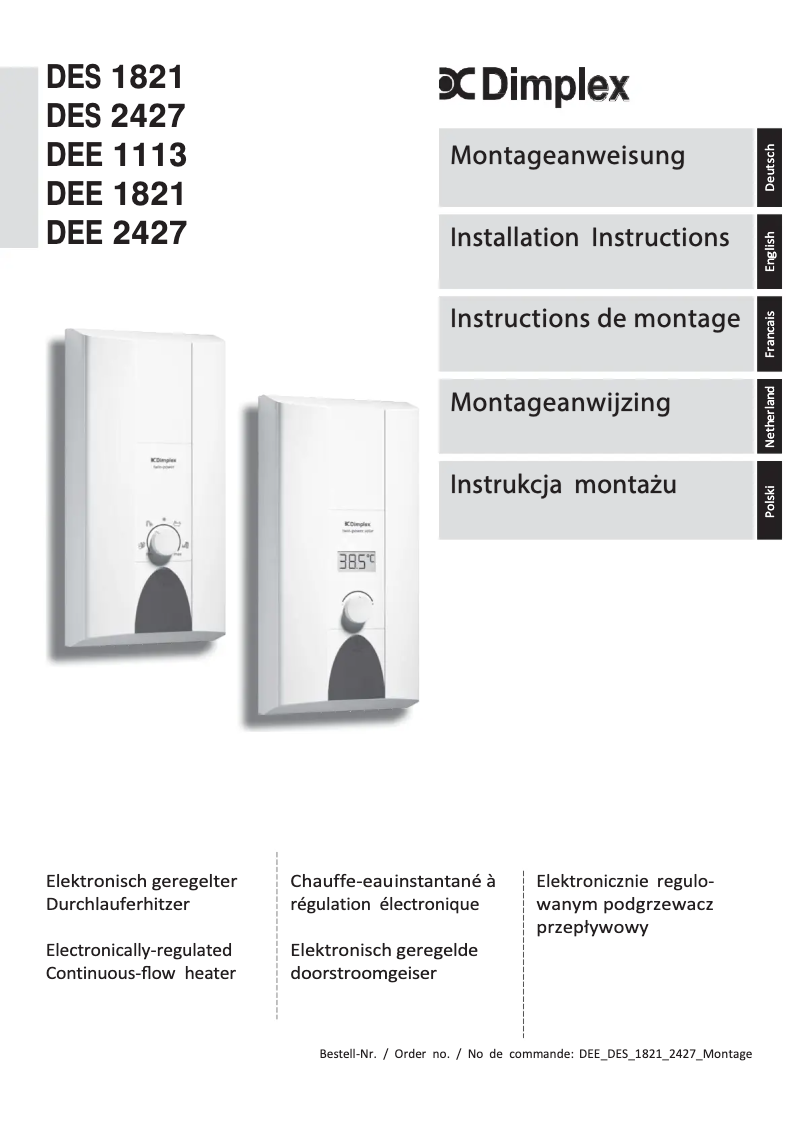 Page n°1 - Instructions / montage Dimplex DEE 2427