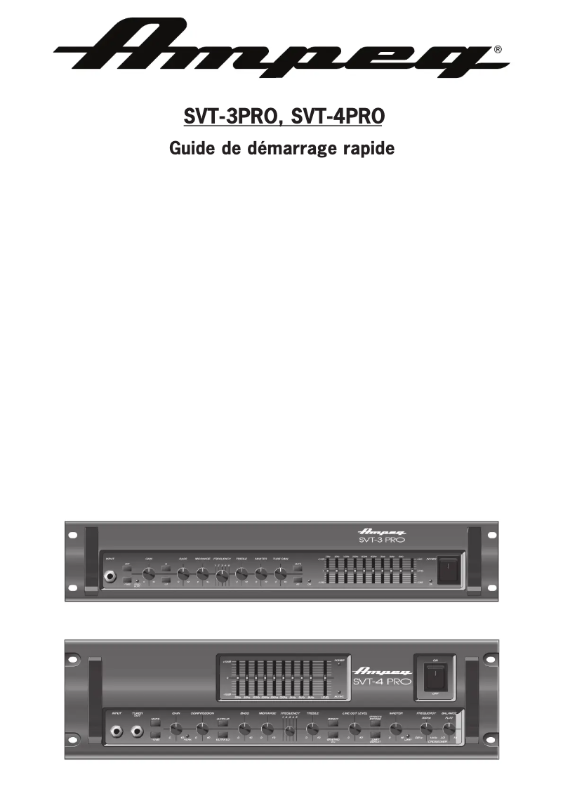 Page 1 de la notice Guide de démarrage rapide Ampeg SVT-3 PRO