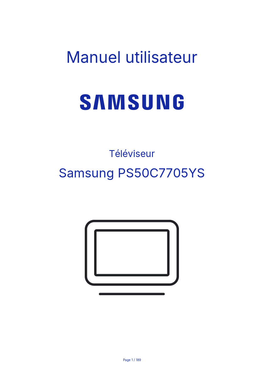 Page n°1 - Manuel utilisateur Samsung PS50C7705YS
