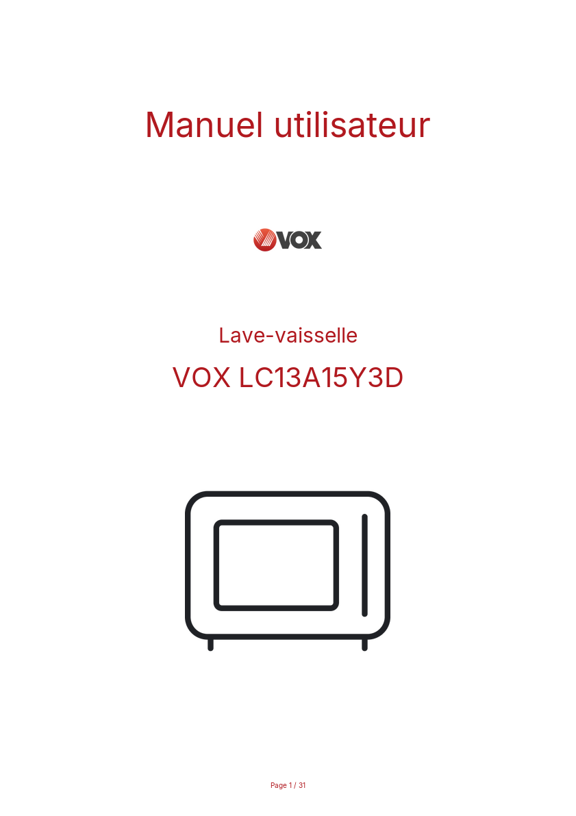 Image de la première page du manuel de l'appareil LC13A15Y3D