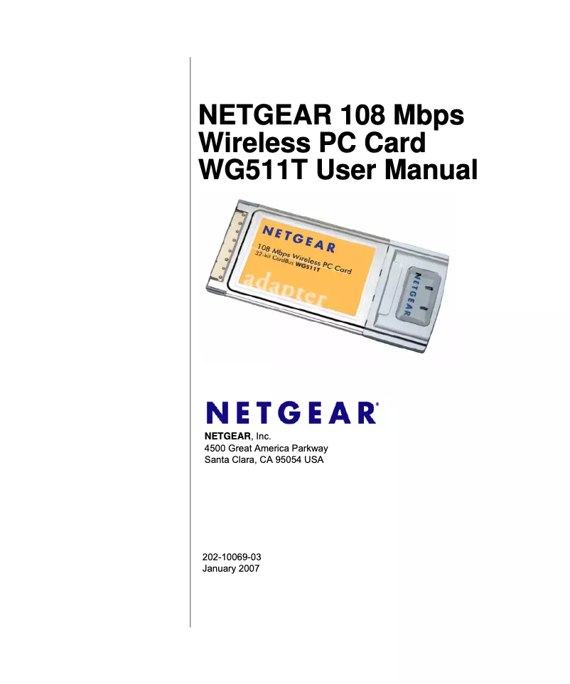 Page 1 de la notice Manuel utilisateur Netgear WG511T