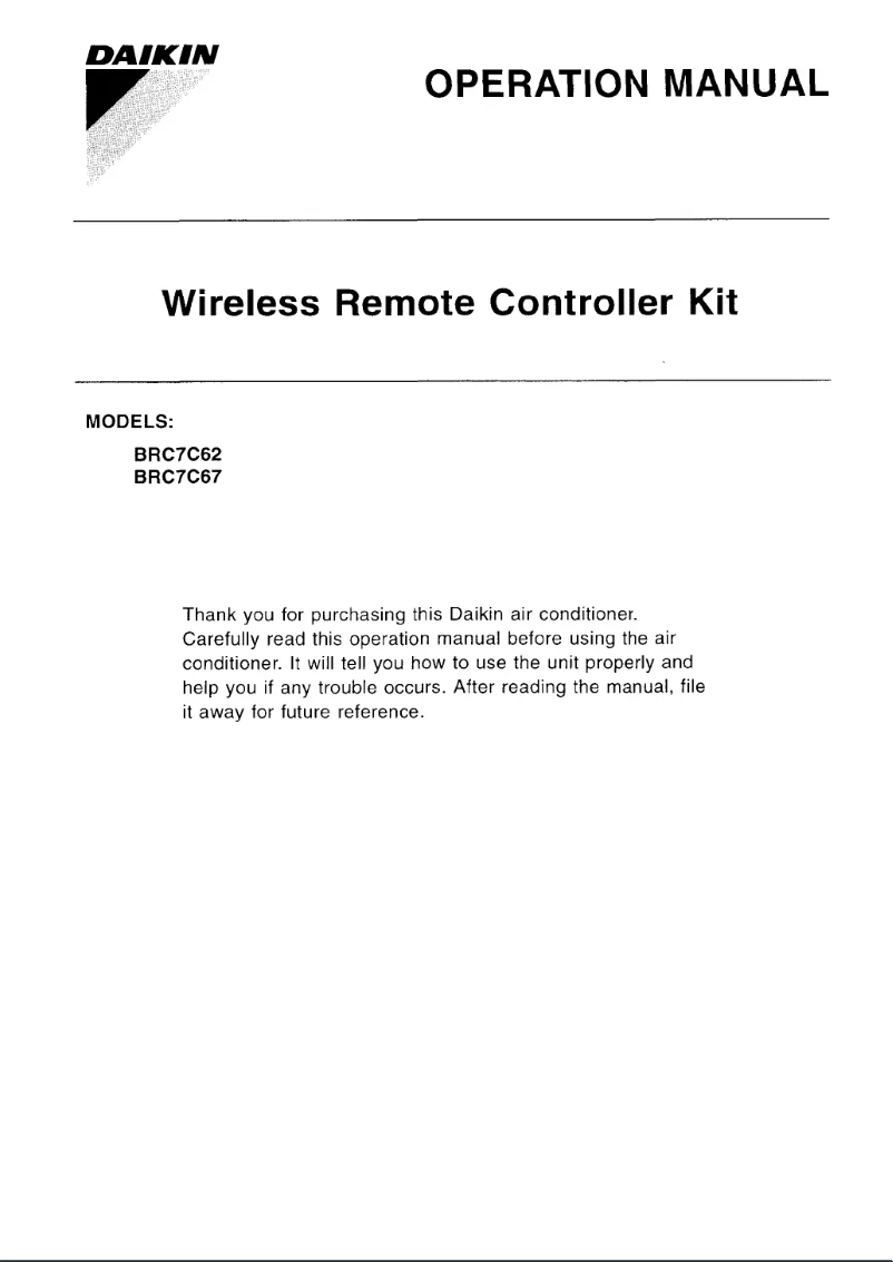 Image de la première page du manuel de l'appareil BRC7C62