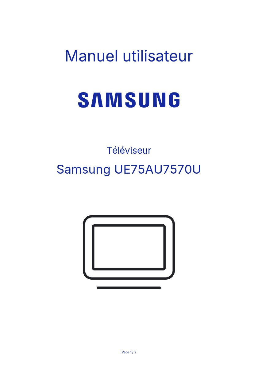 Image de la première page du manuel de l'appareil UE75AU7570U