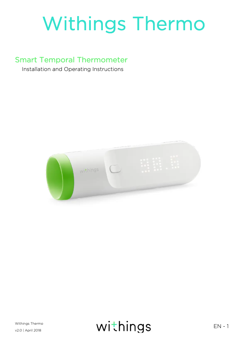 Page 1 de la notice Manuel utilisateur Withings Thermo