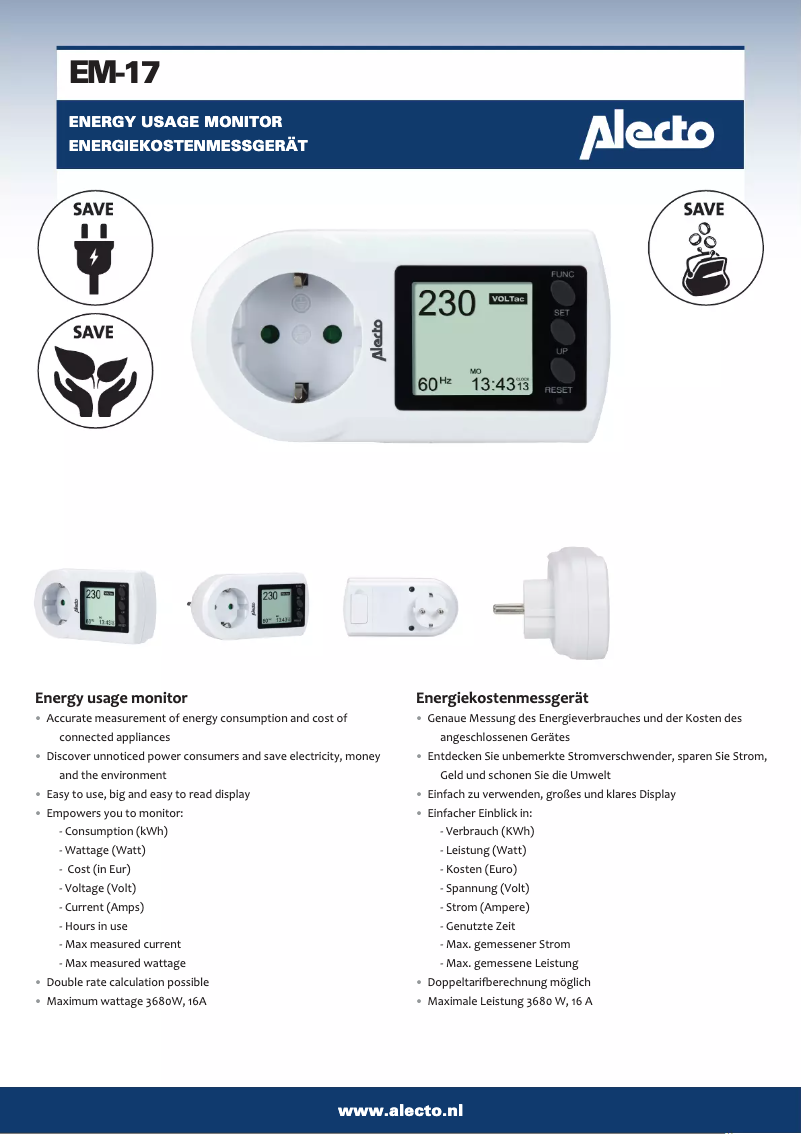 Page 1 de la notice Manuel utilisateur Alecto EM-17