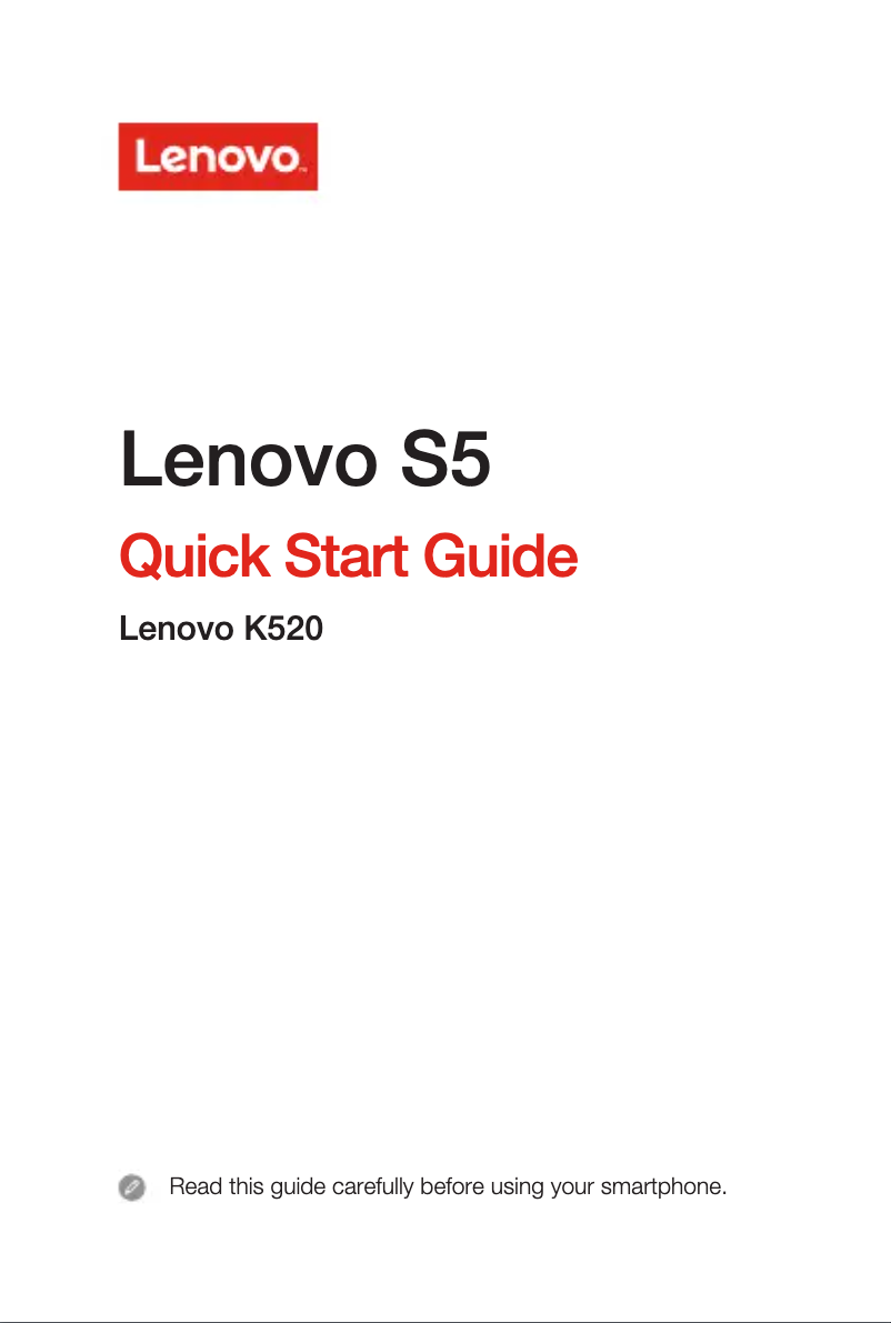 Page 1 de la notice Guide de démarrage rapide Lenovo S5
