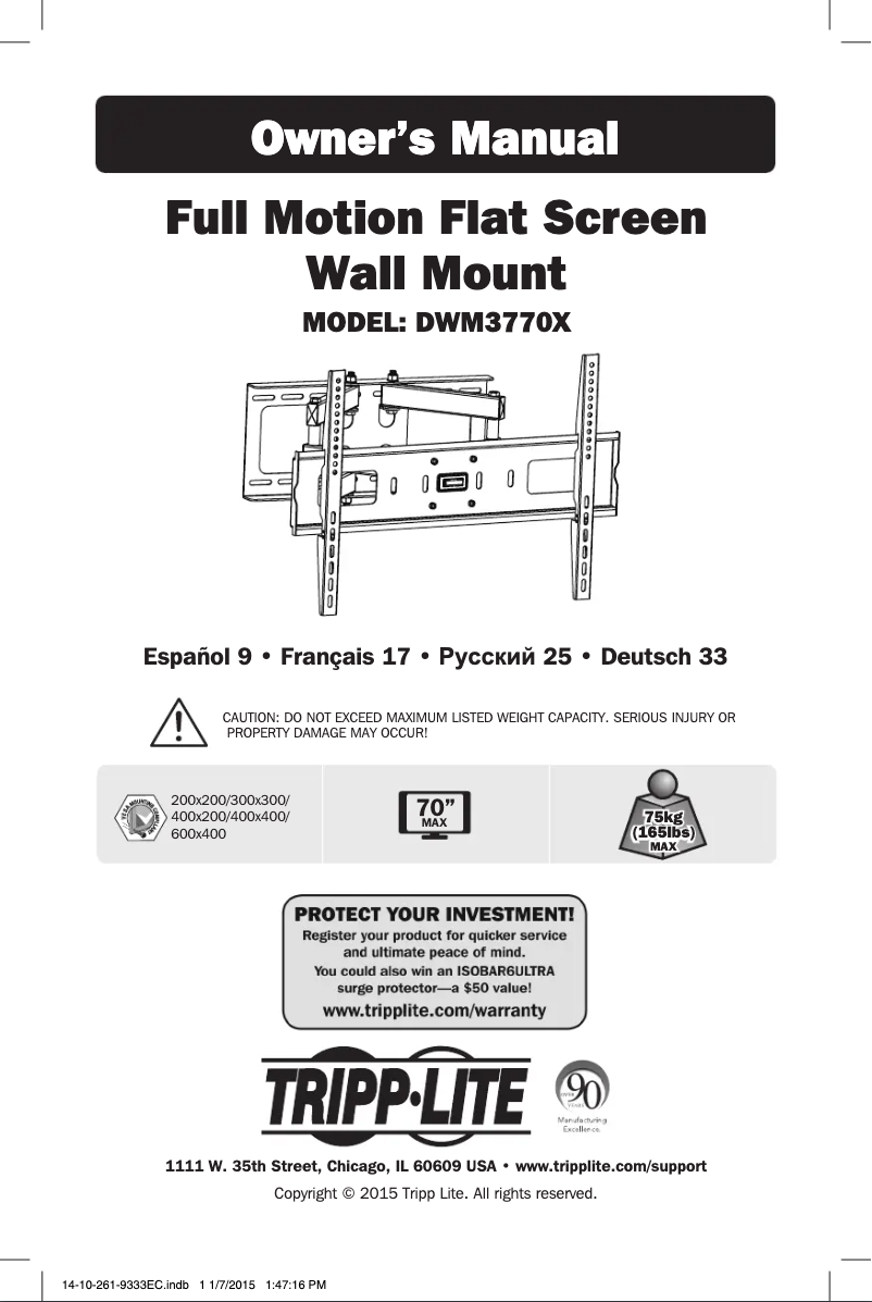 Page n°1 - Manuel utilisateur Tripp Lite DWM3770X