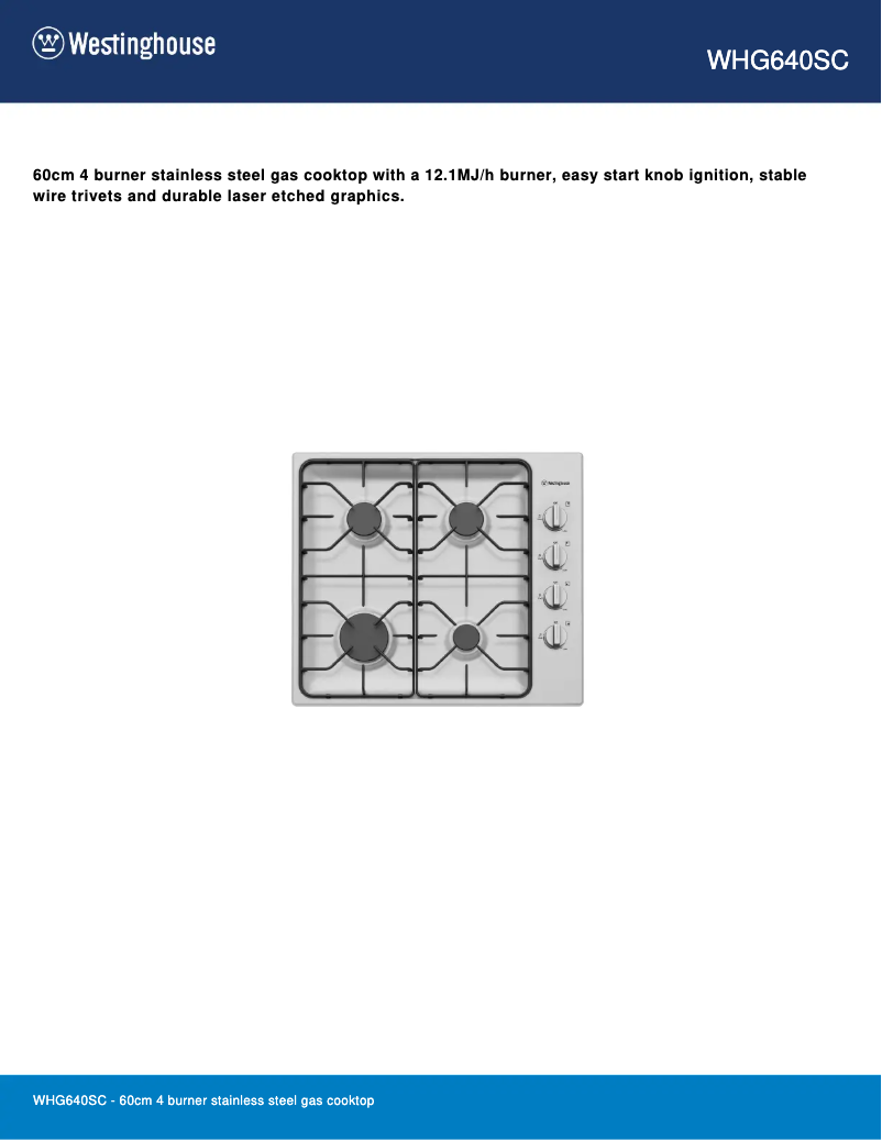 Image de la première page du manuel de l'appareil WHG640SC