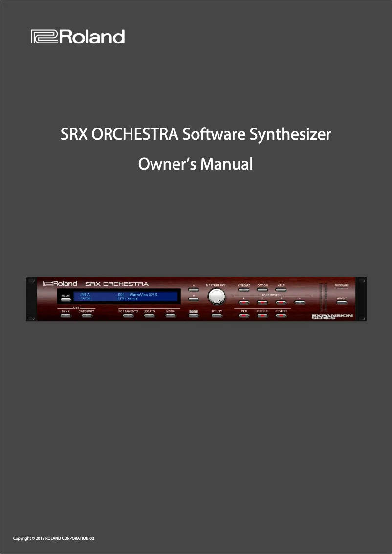 Page n°1 - Manuel utilisateur Roland SRX ORCHESTRA